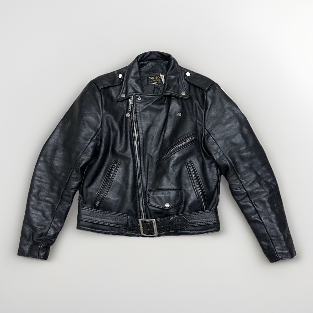 Vanson Leather Men's Black Motorcycle Jacket Size 40 Made in‎ USA